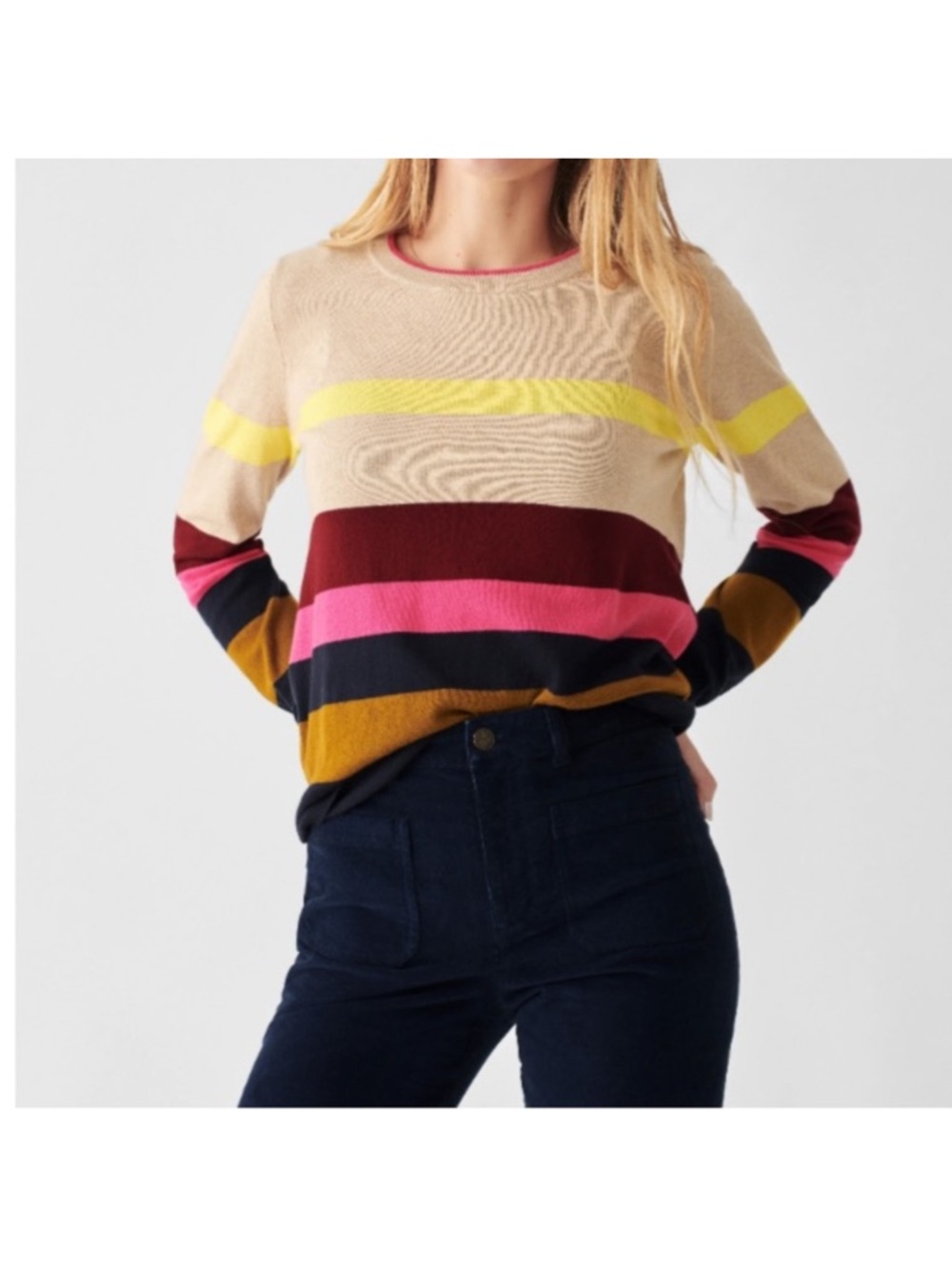 Faherty Ollie Multicolor Striped Crewneck Sweater Size M